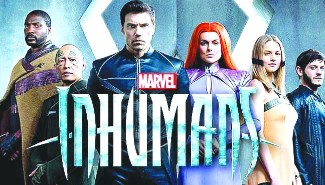 Ken Leung, Anson Mount, Serinda Swan, Eme Ikwuakor, Iwan Rheon and Isabelle Cornish in Marvel “Inhumans.” (AP)