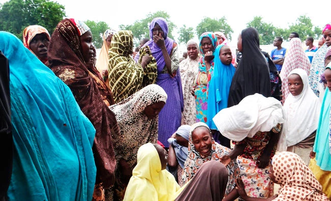 Mourners react on July 24, 2017, in the Dalori IDP (Internally Displaced People) camp outside Maiduguri, after a suicide bomb attack. (AFP)