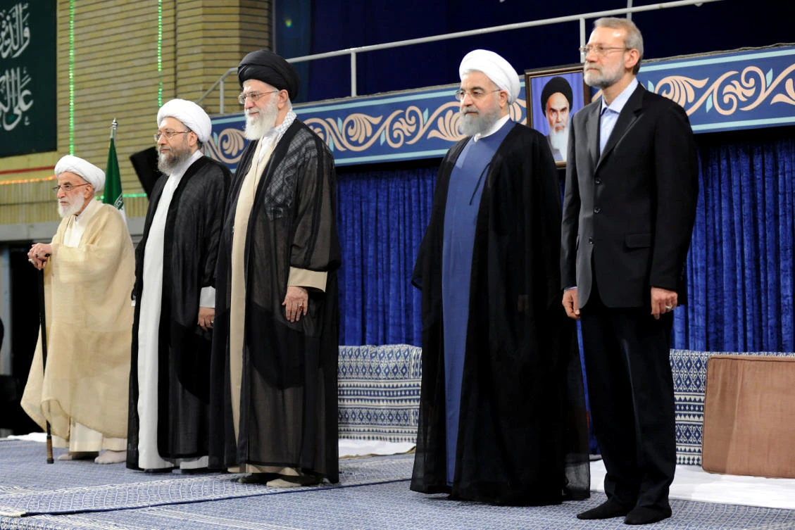 Iran's Supreme Leader Ayatollah Ali Khamenei and Iran's President Hassan Rouhani attend an endorsement ceremony for Rouhani as a president, in Tehran, Iran, August 3, 2017. (REUTERS)