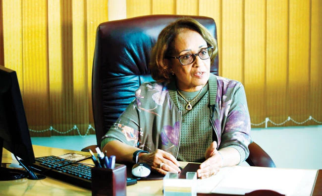 British-trained radiologist Dr. Hania Fadl speaks during an interview in her office in Khartoum recently. (AFP)