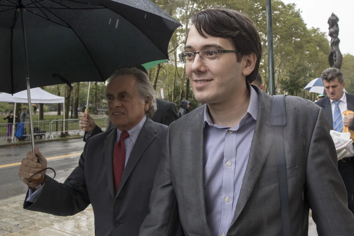 Former pharmaceutical CEO Martin Shkreli, right, leaves the U.S. District Court for the Eastern District of New York with his attorney Benjamin Brafman, Wednesday, Aug. 2, 2017, in the Brooklyn borough of New York. Jurors finished their third day of deliberations in the federal securities fraud trial of Shkreli without reaching a verdict. They are expected back on Thursday to continue deliberating on the charges he faces. (AP Photo/Mary Altaffer)