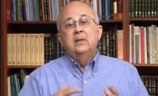 Ismail Serrag Eddin, founding director of the Bibliotheca Alexandrina, is shown in this still image from a video posted on his Facebook account. (Facebook video)