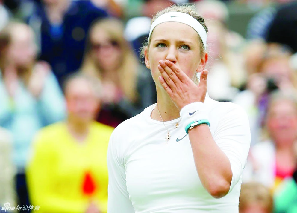 Victoria Azarenka reacts during a match in Wimbledon in this file photo. (Reuters)