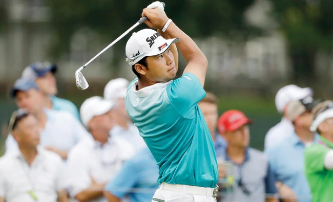 Hideki Matsuyama watches his tee shot during the PGA Championship golf tournament in Charlotte, North Carolina. (AP)