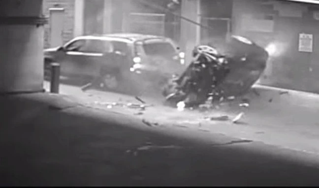 According to local media, the driver accidentally hit the gas pedal instead of the brake. (Photo courtesy: YouTube)