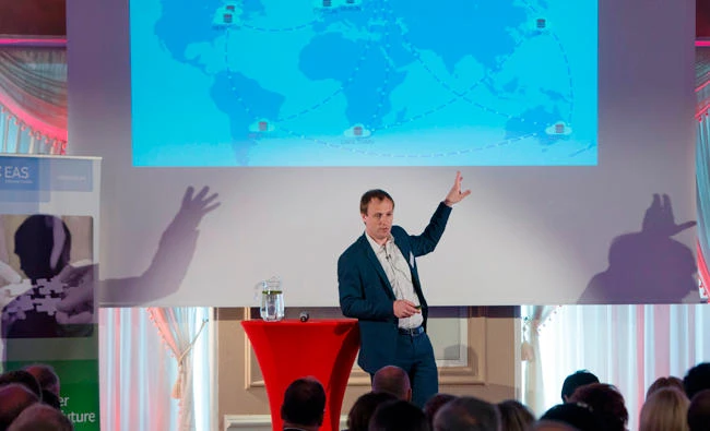 In this file photo, Taavi Kotka, a former IT entrepreneur who now runs the project as Estonia's chief information officer presents the e-residency IDs project in Tallinn. As Brits brace for the upheaval that Brexit could bring, some are turning to Estonia's e-residency digital ID programme to keep doing business across the European Union. (AFP)
