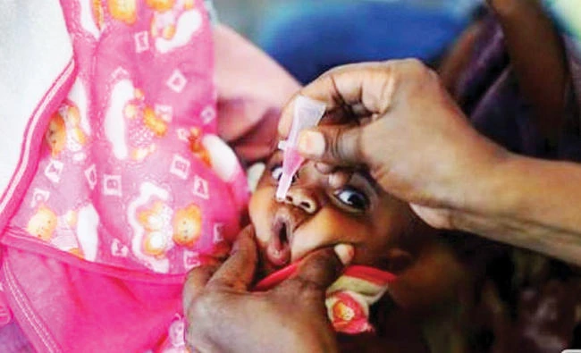 A Somali baby is given a polio vaccination in Mogadishu, Somalia,in this file photo. (AFP)