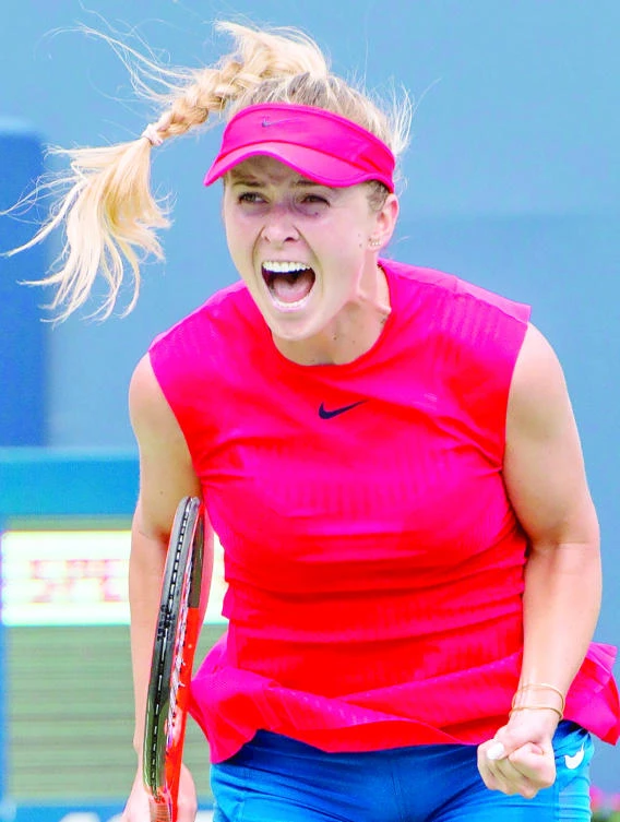 Ukraine’s Elina Svitolina celebrates her win over Caroline Wozniacki, of Denmark, in the final of the Rogers Cup women’s tennis tournament in Toronto Sunday. (AP)