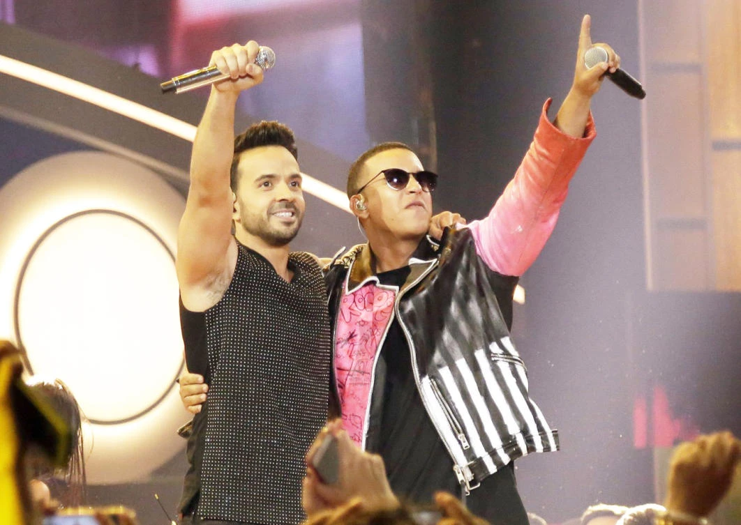 Singers Luis Fonsi, left, and Daddy Yankee during the Latin Billboard Awards in Coral Gables. (AP)