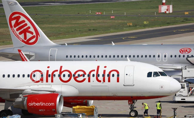 An Air Berlin plane is pictured on the tarmac at the Tegel airport in Berlin on August 15, 2017. (AFP)