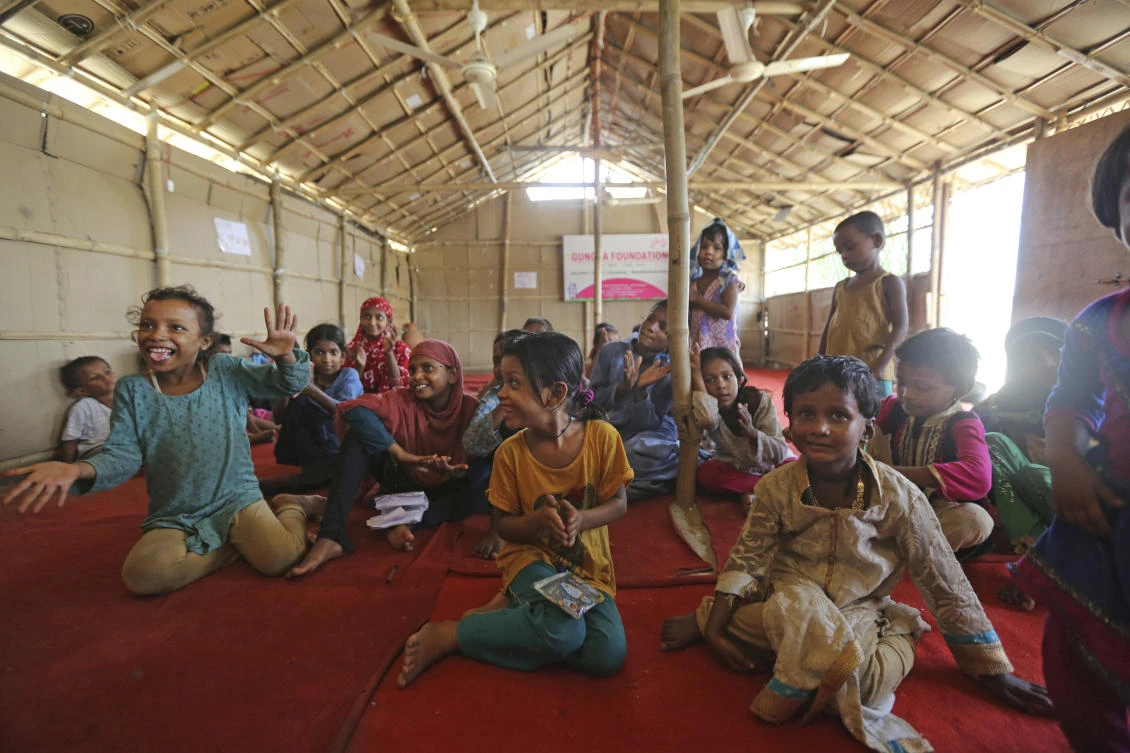 Rohingya Muslim children attend a temporary school, run by a non-government organisation at a slum in New Delhi, India, Wednesday, Aug. 16, 2017. A day after the U.N. chief voiced concern about Indian plans to potentially deport tens of thousands of Muslim Rohingya refugees, an Indian government official said Wednesday that authorities are only working to identify those who fled persecution in neighboring Myanmar, not expel them. An estimated 40,000 Rohingya Muslims have taken refuge in various parts of India, though fewer than 15,000 are registered with the U.N. High Commissioner for Refugees. (AP)