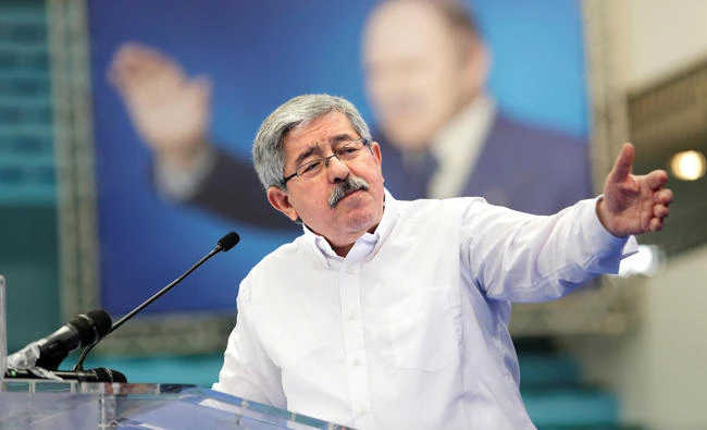 Ahmed Ouyahia, leader of Rally for National Democracy, gives a speech during a parliamentary election campaign in Algiers on April 29. (Reuters)