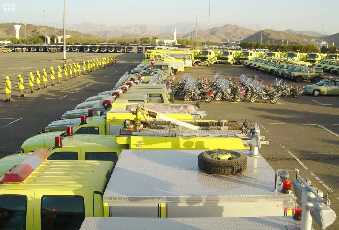 Members of the Saudi emergency services ready to provide pilgrims with the highest levels of safety during Hajj. (SPA)