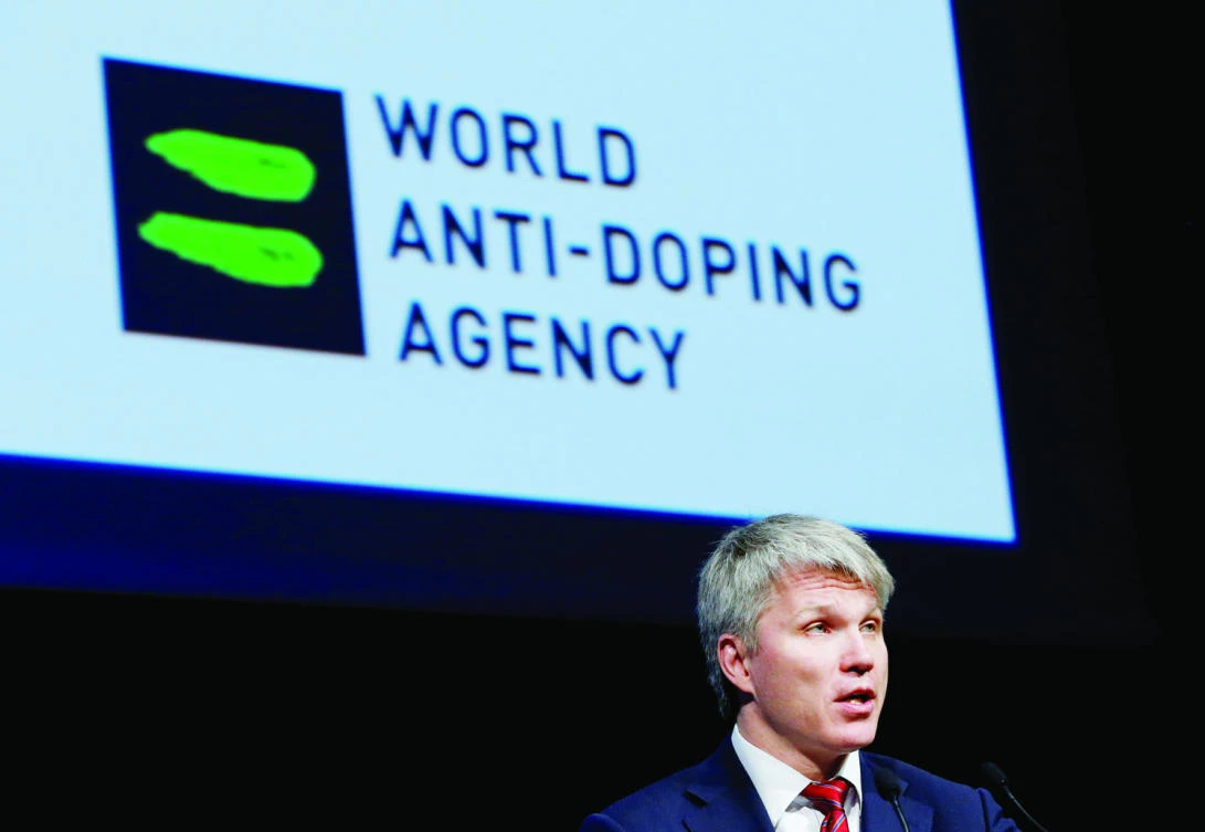 Russia’s Minister of Sport Pavel Kolobkov speaks at the World Anti Doping Agency (WADA) symposium in Ecublens, Switzerland on March 13. (Reuters)