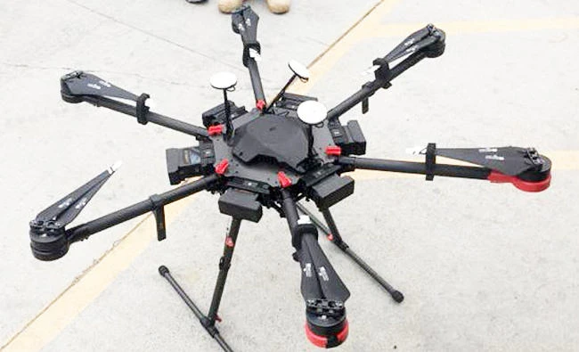 This undated photo provided by the U.S. Border Patrol shows a 2-foot-high drone that a border patrol agent spotted swooping over the border fence, in this Aug. 8, 2017 photo, near a San Diego border crossing. (AP)