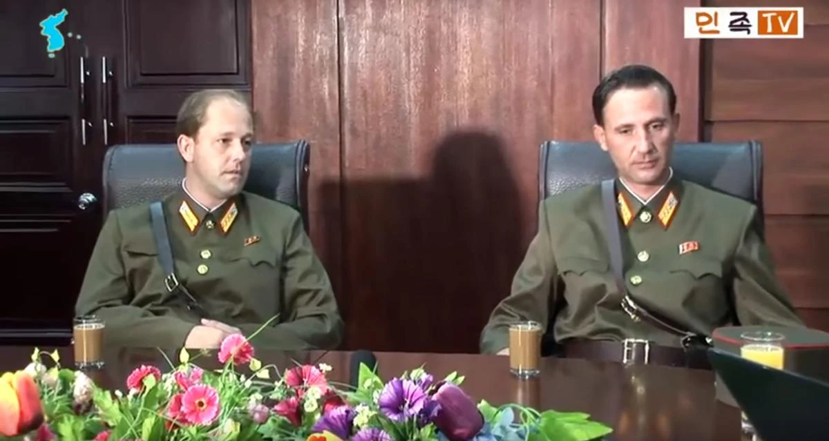This screengrab taken on August 21, 2017 from an undated YouTube video released by Uriminzokkiri shows Ted Dresnok (R), son of US defector to North Korea James Joseph Dresnok, and his brother James during an interview at an unknown location. The only US soldier known still to be living in North Korea after defecting more than five decades ago died in 2016 pledging loyalty to the "great leader Kim Jong-Un", his sons said. In a video interview posted on the state-run Uriminzokkiri website, Ted and James Dresnok, his two adult sons, confirmed that their father suffered a fatal stroke in November 2016. (AFP)
