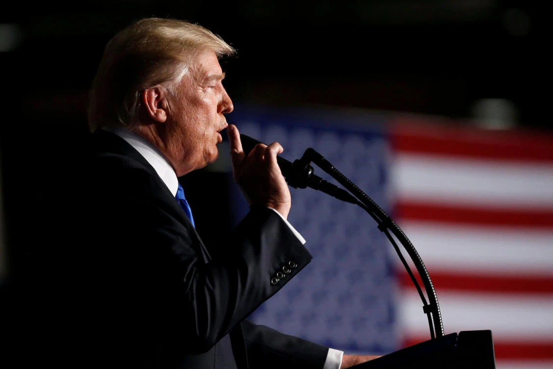 US President Donald Trump announces his strategy for the war in Afghanistan during an address from Fort Myer, Virginia, US, on August 21, 2017. (REUTERS)