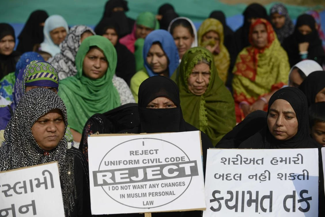 Indian Muslim women at a rally to oppose the Uniform Civil Code (UCC) that would outlaw the practice of “triple talaq” in Ahmedabad, on November 4, 2016. (AFP)