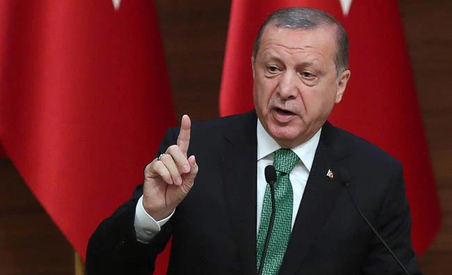 Turkish President Recep Tayyip Erdogan addresses a meeting in Ankara on Tuesday. (AFP)