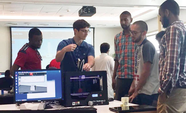 Students and young professionals attend training sessions covering topics such as additive manufacturing and prototyping.
