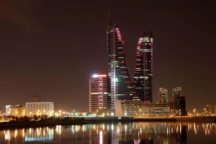 Above, the Manama skyline in Bahrain at night. (AFP)
