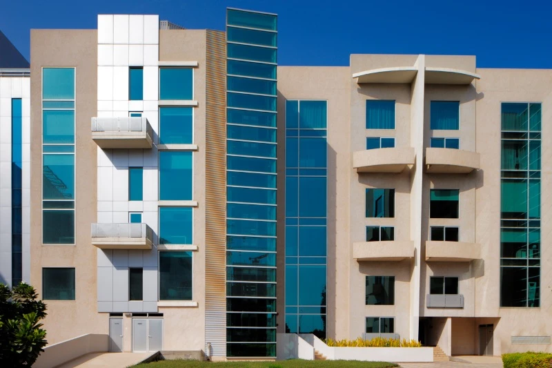 Above, the Loft Offices in Dubai Media City, where Emirates REIT leases office spaces. (Courtesy Emirates REIT)