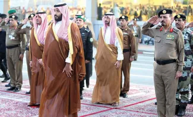 Crown Prince Mohammed bin Salman reviews a military parade of the Hajj joint security forces in Makkah on Wednesday. (AN photos by Ahmed Hashad)