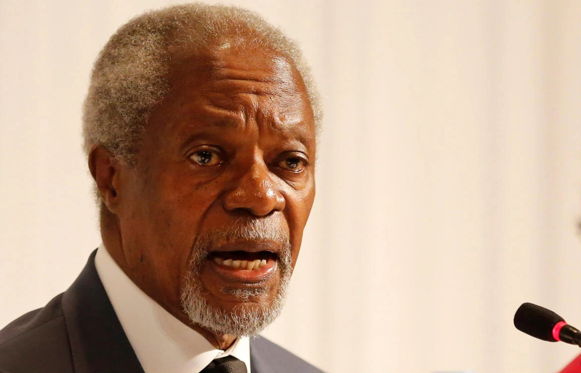 Kofi Annan, chairman for Advisory Commission on Rakhine State, talks to journalists during his news conference in Yangon, Myanmar August 24, 2017. (RETUERS)
