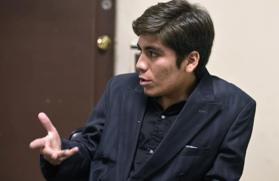 Mexican journalism student Angel Antunez, 18, speaks with AFP during an interview at the Carlos Septien Journalism School in Mexico City, on August 22, 2017. More than 100 journalists have been murdered since 2006 in Mexico, one of the deadliest countries in the world for the profession, according to the watchdog group Reporters Without Borders. More than 90 percent of the killings remain unpunished. (AFP)