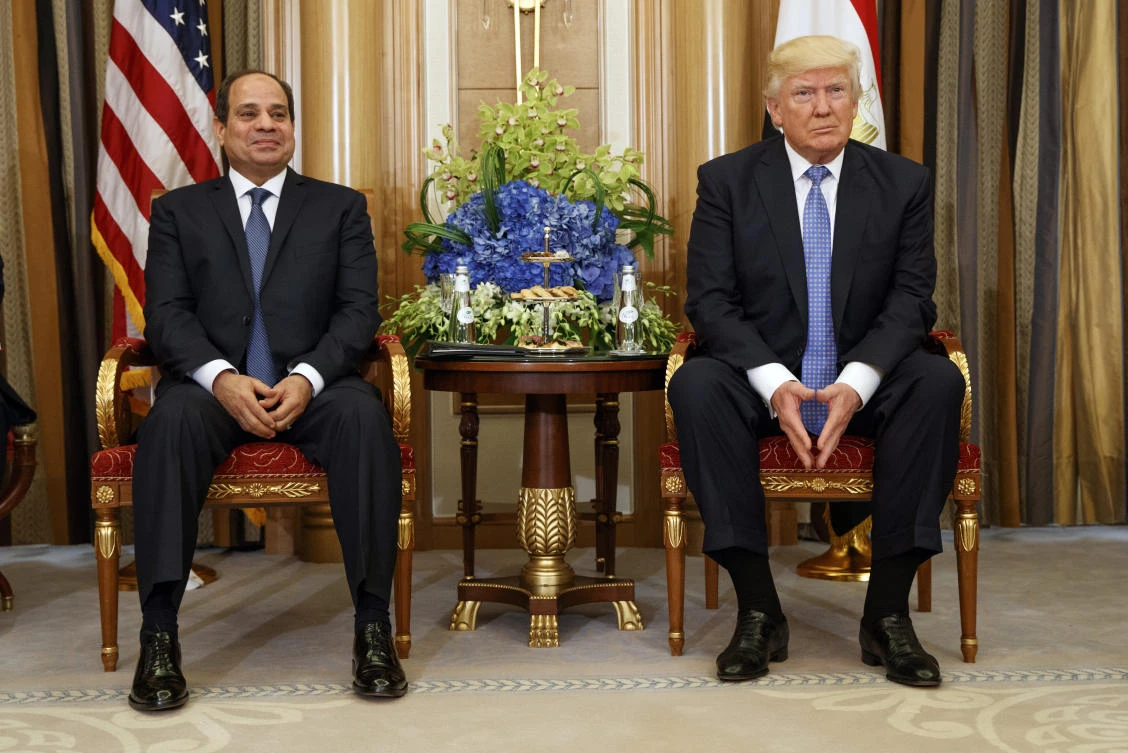 In this May 21, 2017 file photo, U.S. President Donald Trump, right, holds a bilateral meeting with Egyptian President Abdel Fattah al-Sisi in Riyadh. Egypt’s Foreign Ministry has cancelled a meeting with senior White House advisor Jared Kushner after the U.S. announced aid cuts and delays to Egypt earlier. Kushner arrived on Wednesday, Aug. 23, 2017 on top of U.S. delegation that includes Jason Greenblatt, envoy for international negotiations, and Dina Powell, deputy national security adviser to discuss the possibility of resuming the Israeli-Palestinian peace process. (AP)