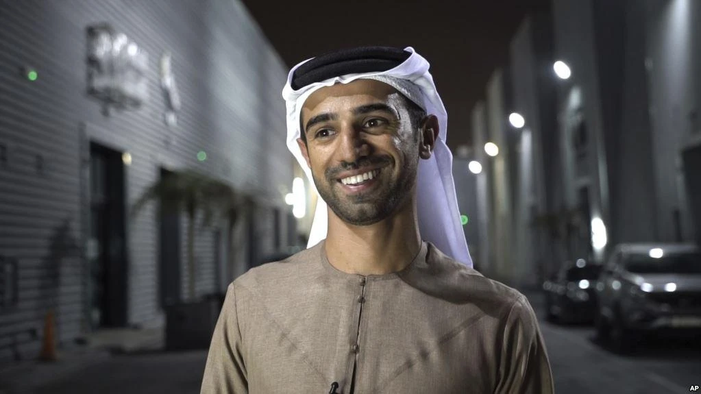 In this Aug. 18, 2017 photo, Emirati filmmaker Abdulla Al Kaabi speaks to The Associated Press in Dubai after screening his film Only Men Go To The Grave. (AP)