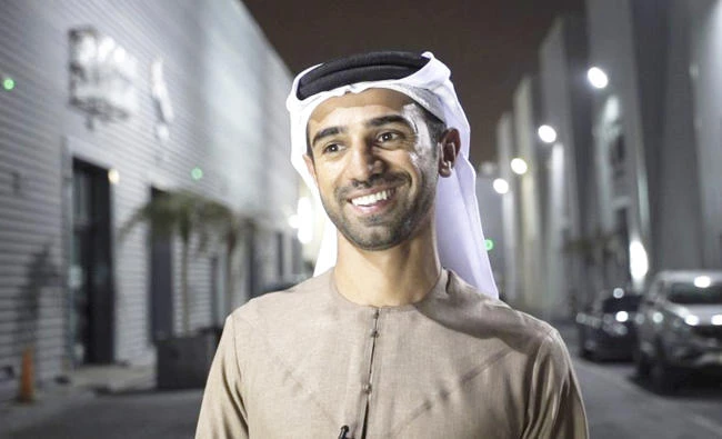 Emirati filmmaker Abdullah Al-Kaabi speaks to The Associated Press in Dubai after screening his film ‘Only Men Go To The Grave.’ (AP)