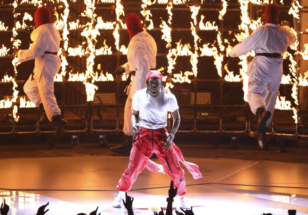 Kendrick Lamar performs at the MTV Video Music Awards at The Forum on Sunday in Inglewood, California, August 27, 2017. (File Photo by AP)