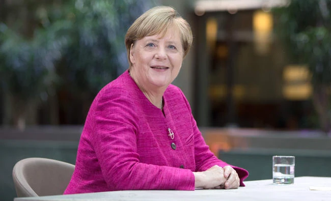 German chancellor Angela Merkel poses ahead of the recent recording of the TV show "Berlin direct" of public broadcaster ZDF in Berlin. (AFP)
