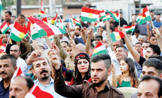Kurdish people take part in a recent rally in Kirkuk to support a referendum on the secession of northern Iraq’s Kurdish region to be held on Sept. 25. (Reuters)