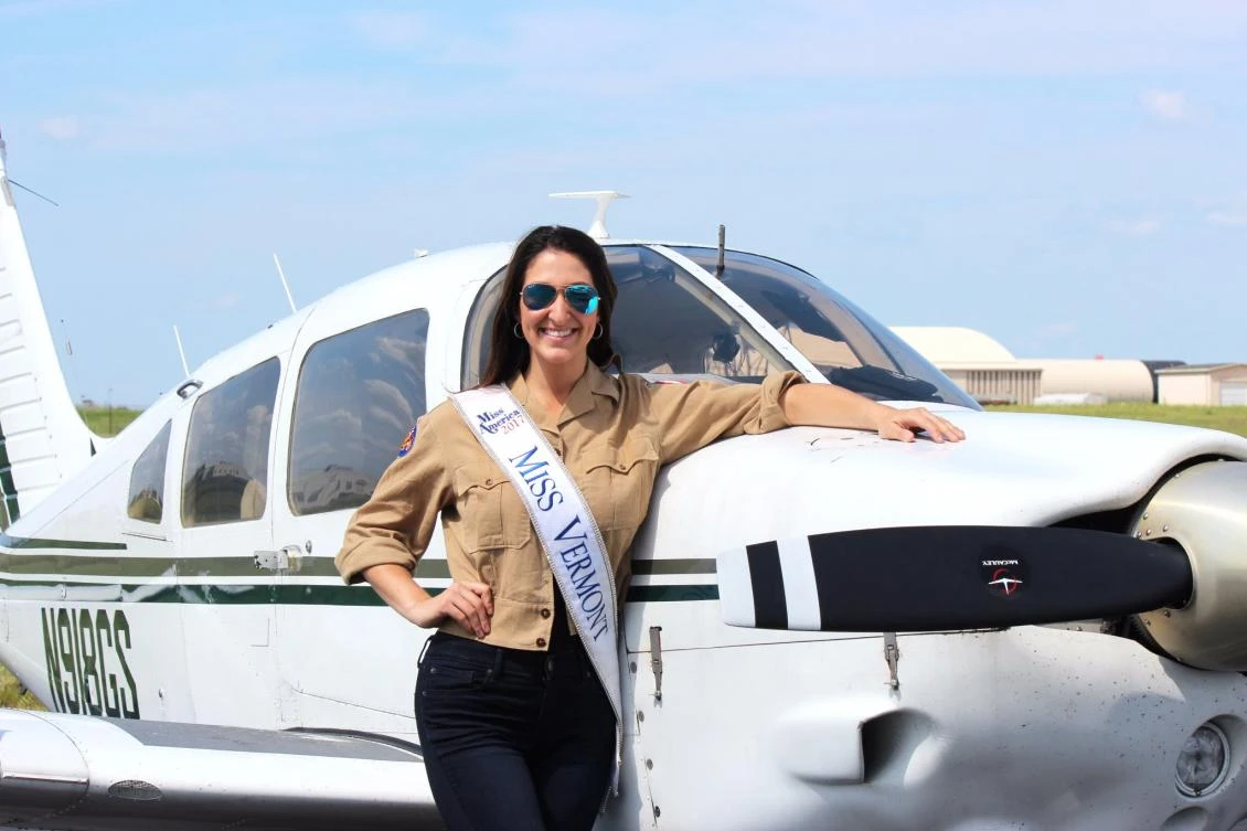 Erin Connor arrived in Atlantic City this morning, piloting a single engine plane from Burlington to ACY Airport. (Photo courtesy: social media)