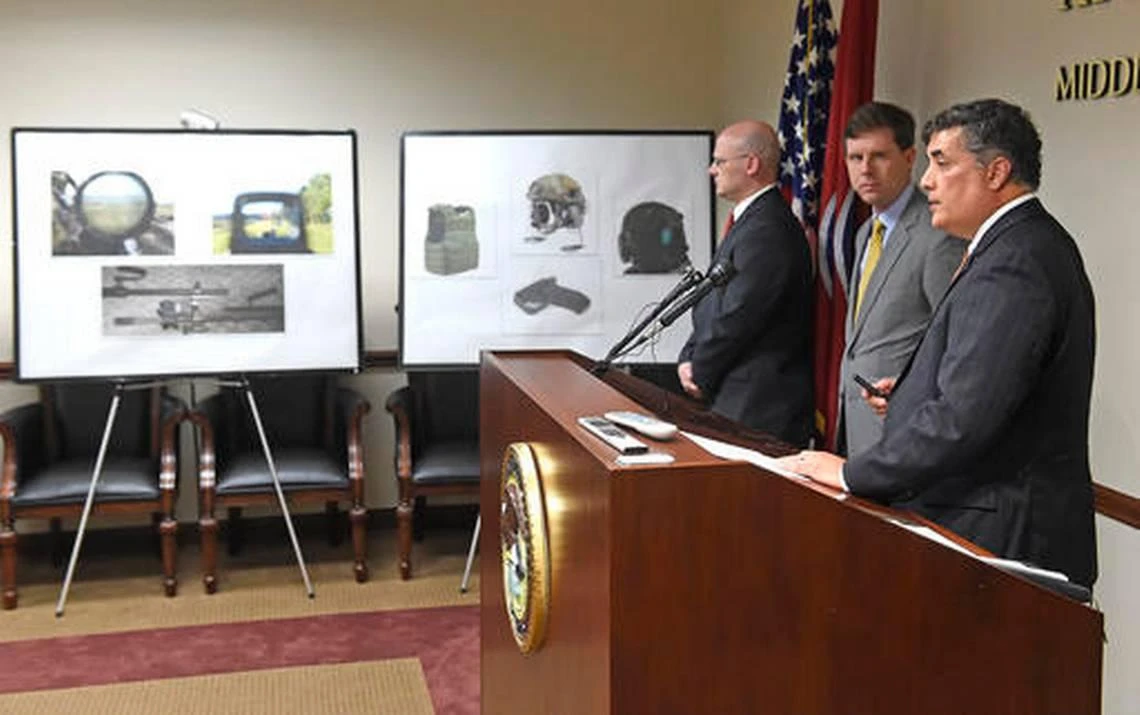 US Attorney for the Middle District of Tennessee David Rivera announced charges against six soldiers from Fort Campbell of conspiring to steal Army equipment. (The Tennessean via AP)