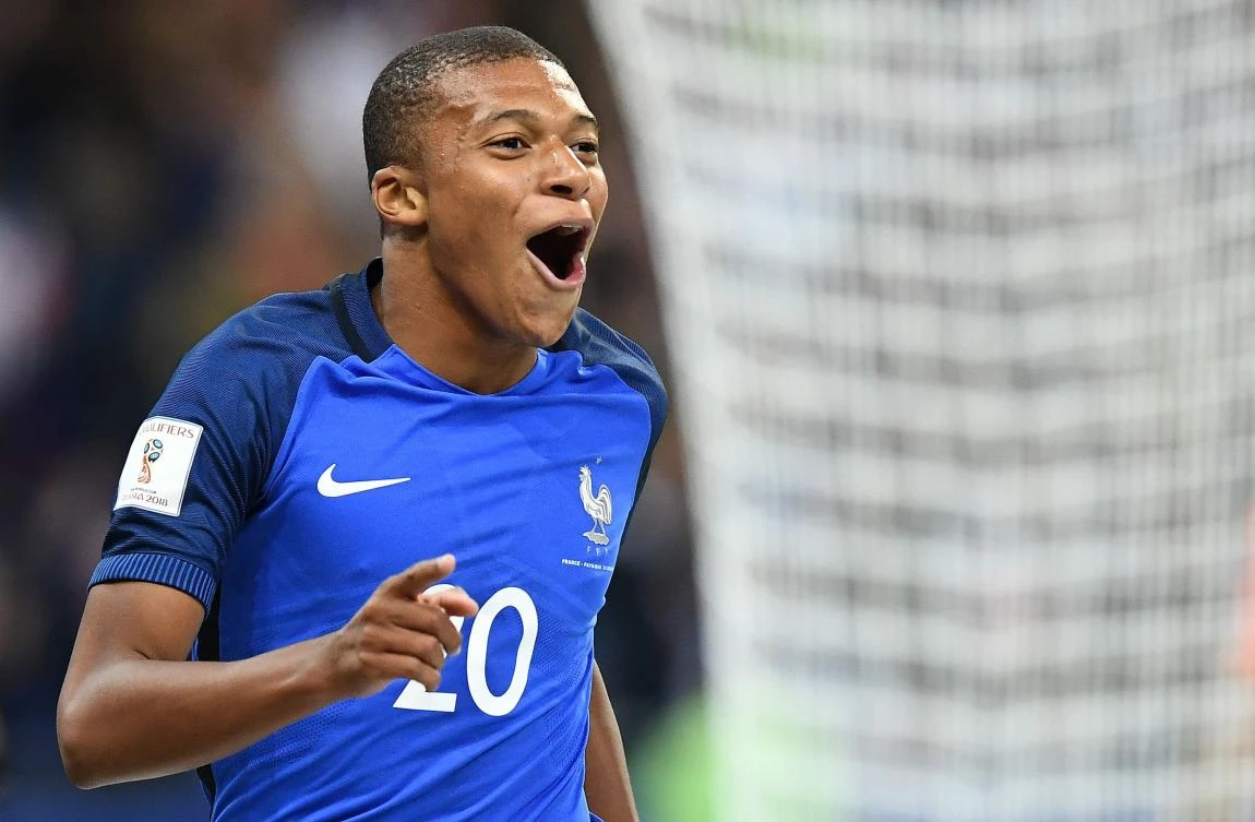 France’s forward Kylian Mbappe celebrates after scoring a goal during the 2018 FIFA World Cup qualifying football match between France vs Netherlands at the Stade de France in Saint-Denis, Paris, on August 31, 2017. (File photo by AFP)
