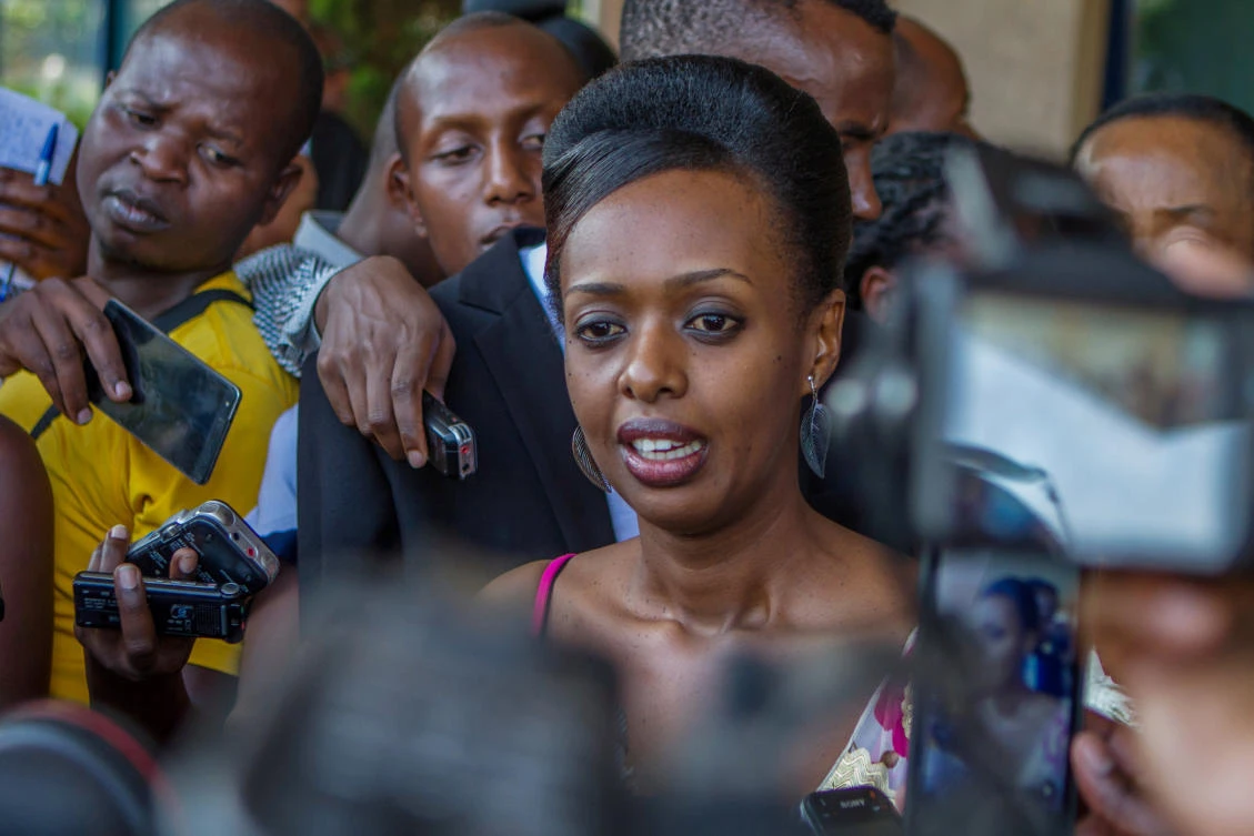 Diane Shima Rwigara, a leading critic of Rwanda's president, speaks to the media in Kigali, Rwanda, June 20, 2017. Picture taken June 20, 2017. (REUTERS)