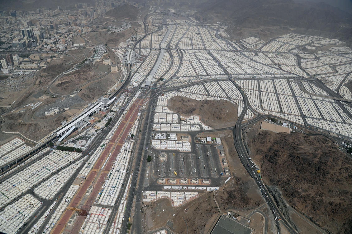 Special aerial footage showing the ‘stoning of Satan’ ritual, holy sites and Grand Mosque.