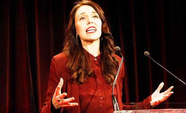 New Zealand's Labour Party leader Jacinda Ardern talks to hundreds of supporters after election results are announced on Saturday, in Auckland, New Zealand. (AP)