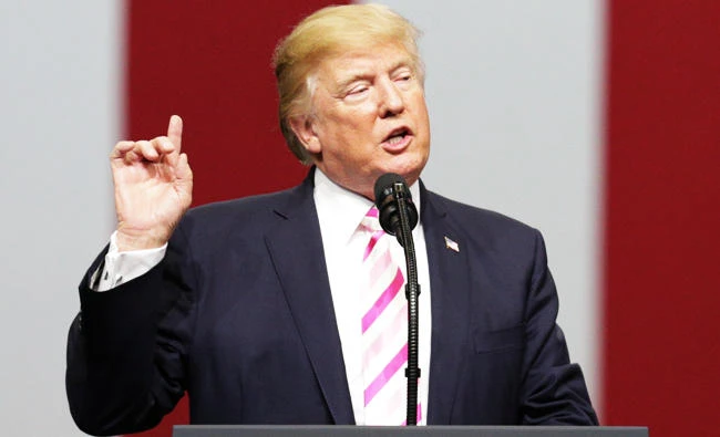 President Donald Trump speaks to supporters during a rally for Senator Luther Strange at the Von Braun Centre in Huntsville, Alabama, U.S. on Friday. (REUTERS)