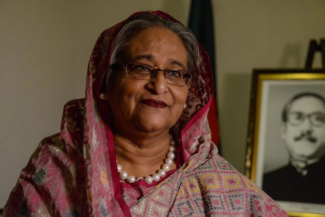 Bangladesh's Prime Minister Sheikh Hasina Wazed speaks with a reporter during the United Nations General Assembly in New York City, U.S. September 18, 2017. (REUTERS)