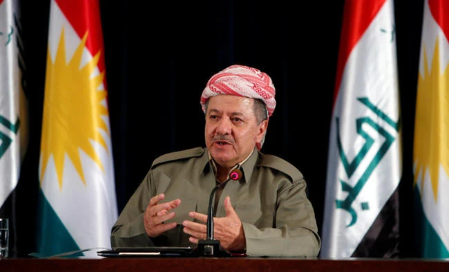 Iraqi Kurdish president Masoud Barzani speaks during a news conference in irbil, Iraq, on Sunday, September 24, 2017. (REUTERS/Azad Lashkari)