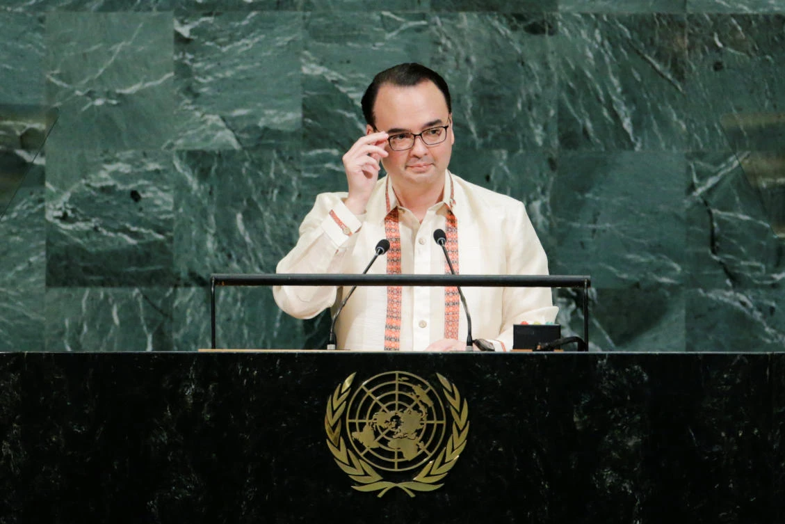 Philippine Foreign Affairs Secretary Alan Peter Cayetano addresses the 72nd United Nations General Assembly at UN headquarters in New York, US. (Reuters)
