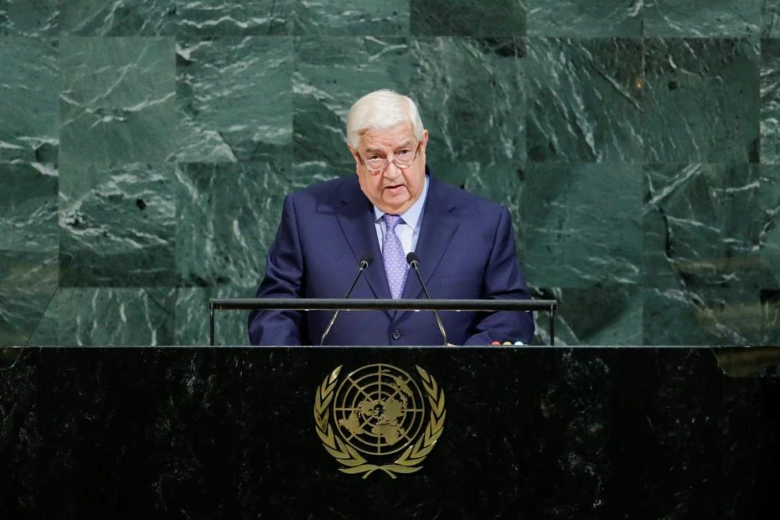 Deputy Prime Minister for Syrian Arab Republic Walid Al-Moualem addresses the 72nd United Nations General Assembly at U.N. headquarters in New York, U.S., September 23, 2017. (REUTERS)