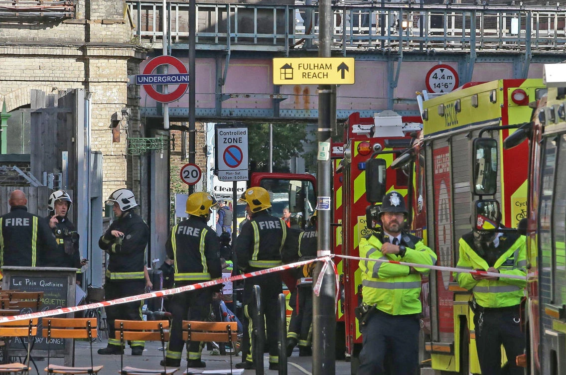 Members of the emergency services work outside Parsons Green underground tube station in west London following an incident on an underground tube carriage at the station on September 15, 2017. (File photo by AFP)