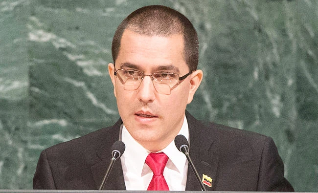 Foreign Minister Jorge Arreaza of Venezuela addresses the United Nations General Assembly, at U.N. headquarters, on Monday. (AP)