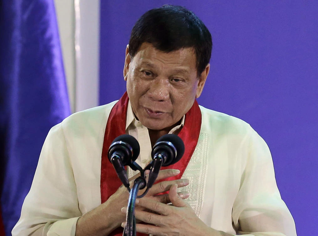 Philippine President Rodrigo Duterte speaks during the 113th Founding Anniversary of the Bureau of Internal Revenue in metropolitan Manila. (AP/Aaron Favila, File)