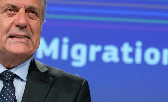 European Commissioner for Migration and Home Affairs Dimitris Avramopoulos speaks during a media conference at EU headquarters in Brussels on Wednesday. (AP)